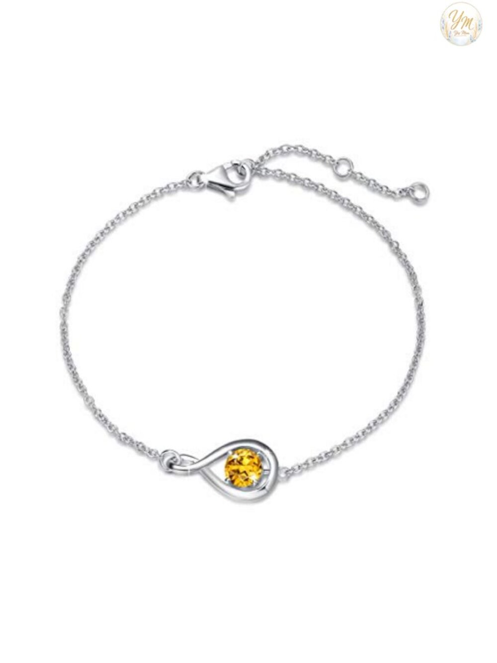 925 Sterling Silver Infinity Birthstone Charm Bracelet for Women